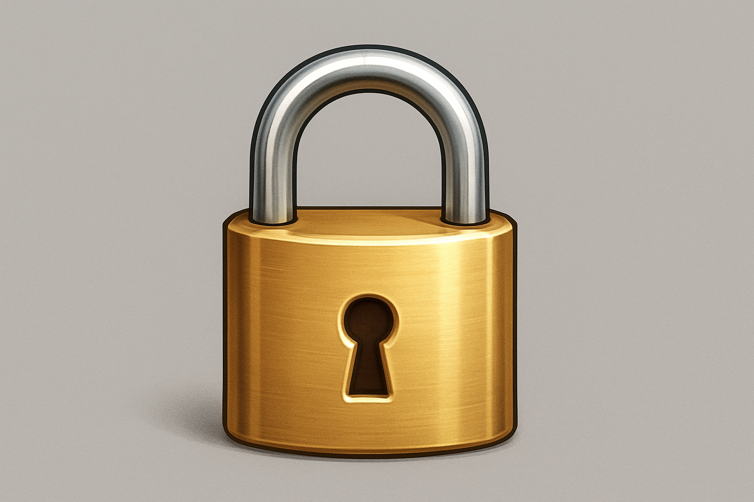 a 2d padlock brass and silver coloured with a grey background